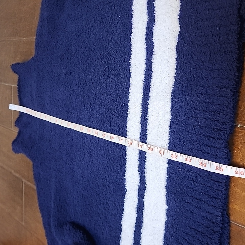 UGG Womens Longsleeve Plush Mockneck Blue White Stripe Sweater - Picture 6 of 11